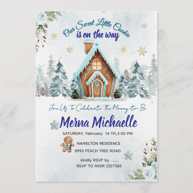 Winter wonderland Gingerbread Baby Shower Einladung (Vorderseite)