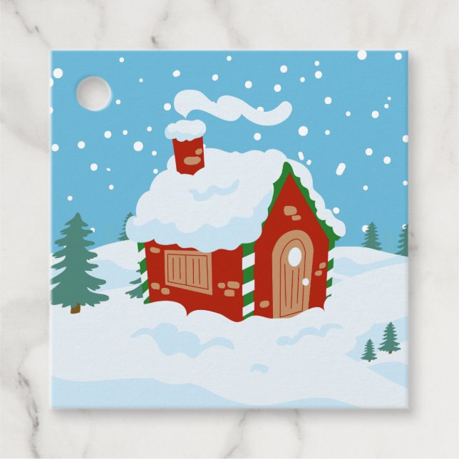 Winter Wonderland Gingerbrot House Hütte Geschenkanhänger (Vorderseite)