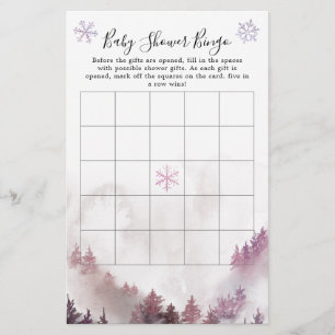 Winter Wonderland Girl Baby Dusche Bingo Spiel