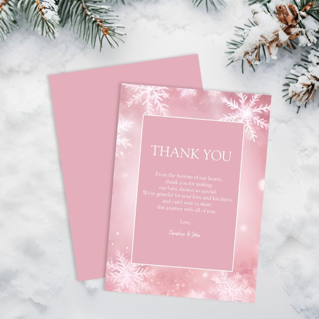 Winter Wonderland Girl Baby Dusche Dankeskarte (Von Creator hochgeladen)