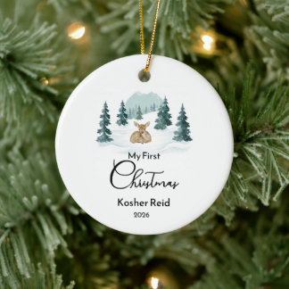 Winter Wonderland Hirsch Geburt Statistik Erstes W Keramik Ornament