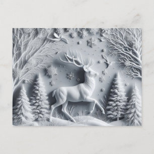 Winter Wonderland Hirsch in Bewegung Postkarte