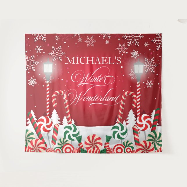 Winter Wonderland holidays christmas banner Wandteppich (Vorderseite (Horizontal))