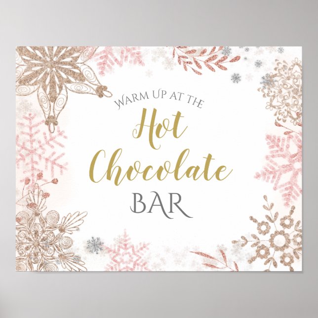 Winter Wonderland Hot Chocolate Pink Gold Poster (Vorne)