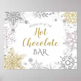 Winter Wonderland Hot Chocolate Silver Gold Poster
