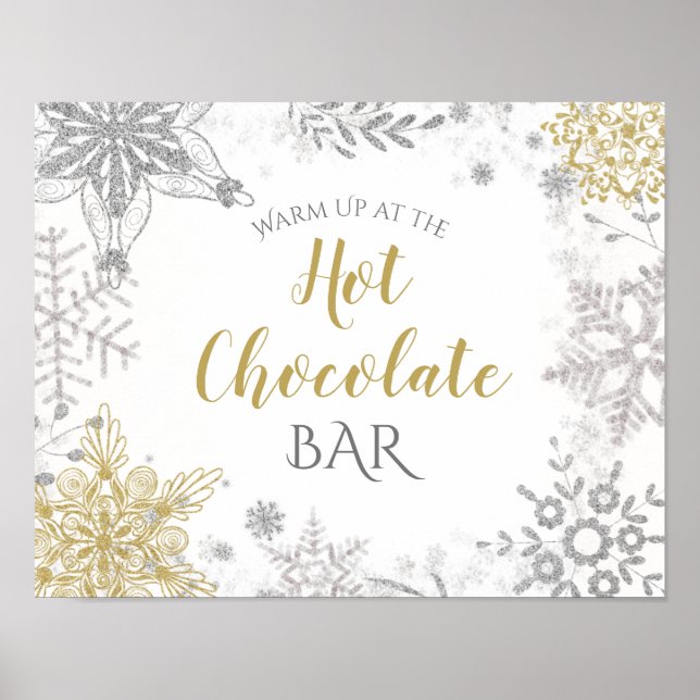 Winter Wonderland Hot Chocolate Silver Gold Poster (Vorne)