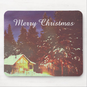 Winter Wonderland Hütte Frohe Weihnachten Gemütlic Mousepad