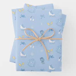 Winter Wonderland Ice Abbildung Skate Eis Skate Bl Geschenkpapier Set