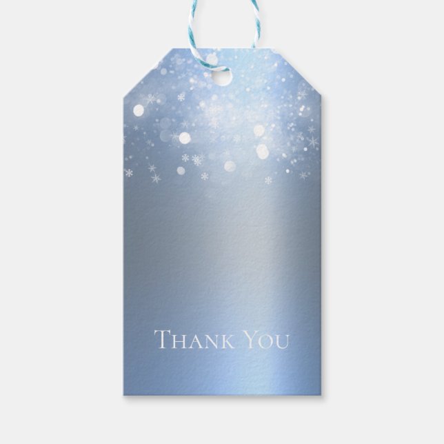 Winter Wonderland Icy Blue Silver Funkellichter Geschenkanhänger (Vorderseite)