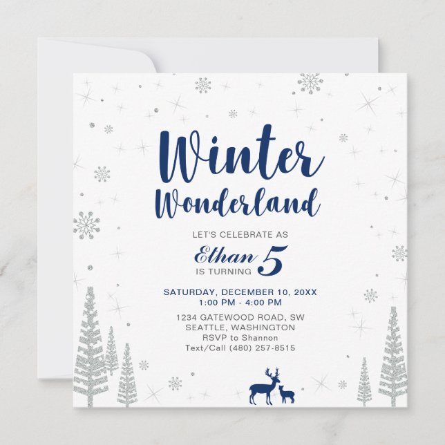 Winter Wonderland - Invitation Anniversaire de enf (Devant)