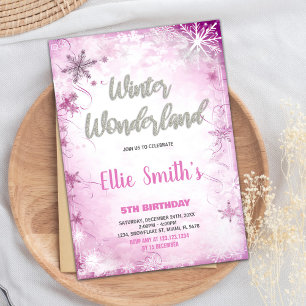 Winter Wonderland Invitations Anniversaire Pink Si