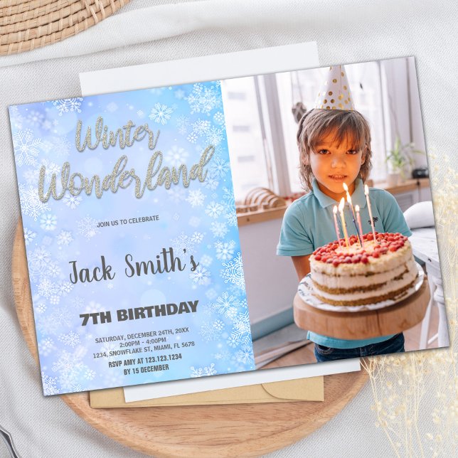 Winter Wonderland Invitations Blue Silver Photo (Winter Wonderland Invitations Blue Silver Photo)
