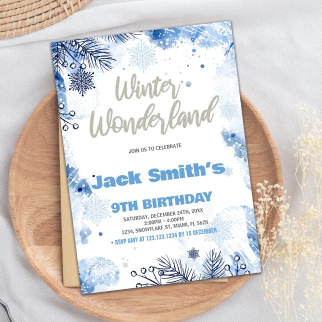 Winter Wonderland Invitations Blue Silver Snow (Winter Wonderland Invitations Blue Silver Snow)