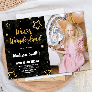Winter Wonderland Invitations Gold Black Photo