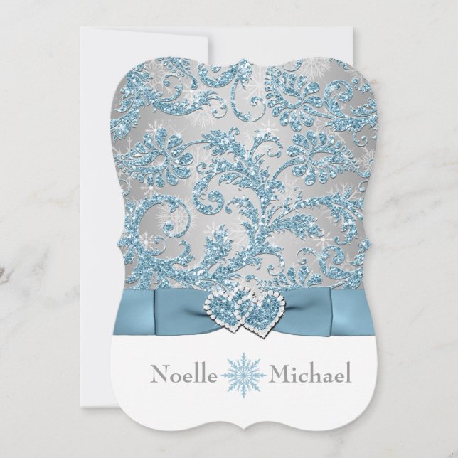 Winter Wonderland Joined Hearts Wedding Einladung  (Vorderseite)