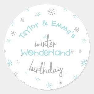 Winter Wonderland Joint Birthday Party, jedes Alte Runder Aufkleber
