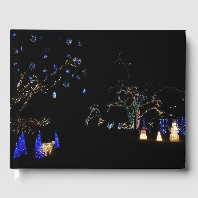 Winter Wonderland Lights Blau und Weiß Urlaub Gästebuch (Vorderseite)