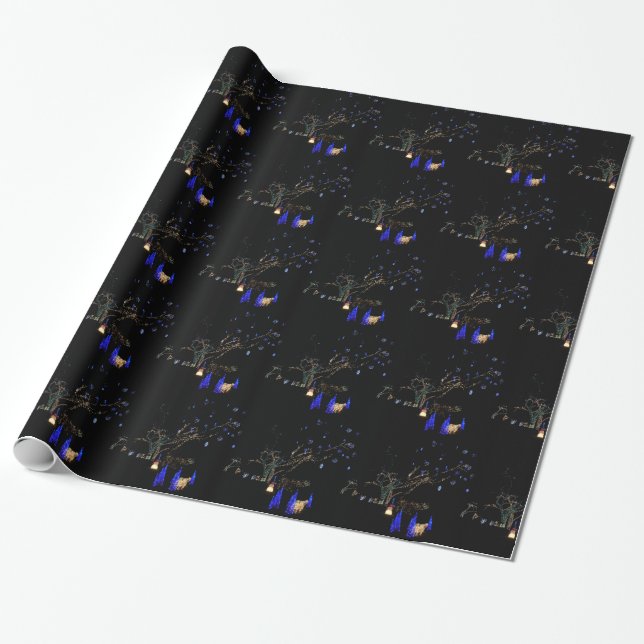 Winter Wonderland Lights Blau und Weiß Urlaub Geschenkpapier (Ungerollt)