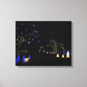 Winter Wonderland Lights Blau und Weiß Urlaub Leinwanddruck