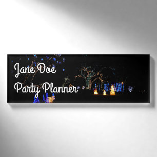 Winter Wonderland Lights Blau und Weiß Urlaub Namenschild