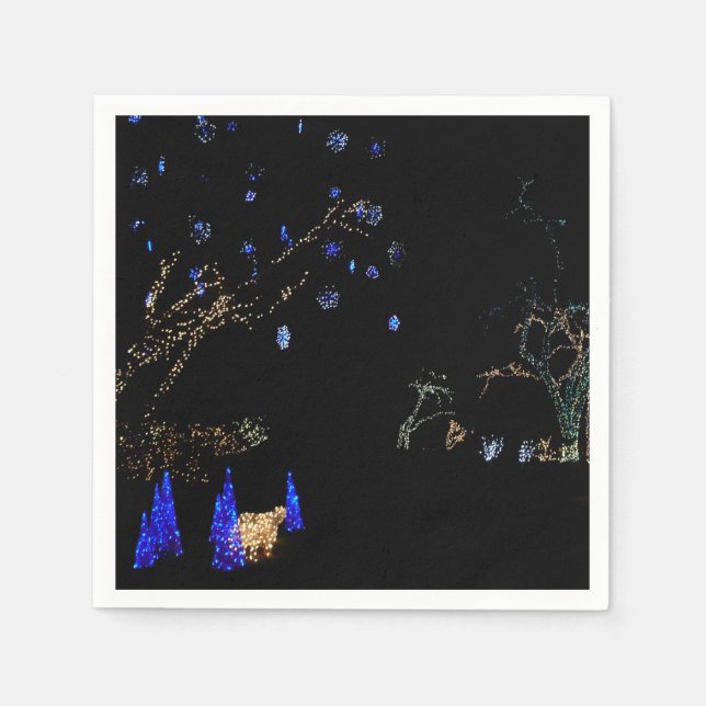 Winter Wonderland Lights Blau und Weiß Urlaub Serviette (Vorderseite)