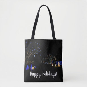 Winter Wonderland Lights Blau und Weiß Urlaub Tasche