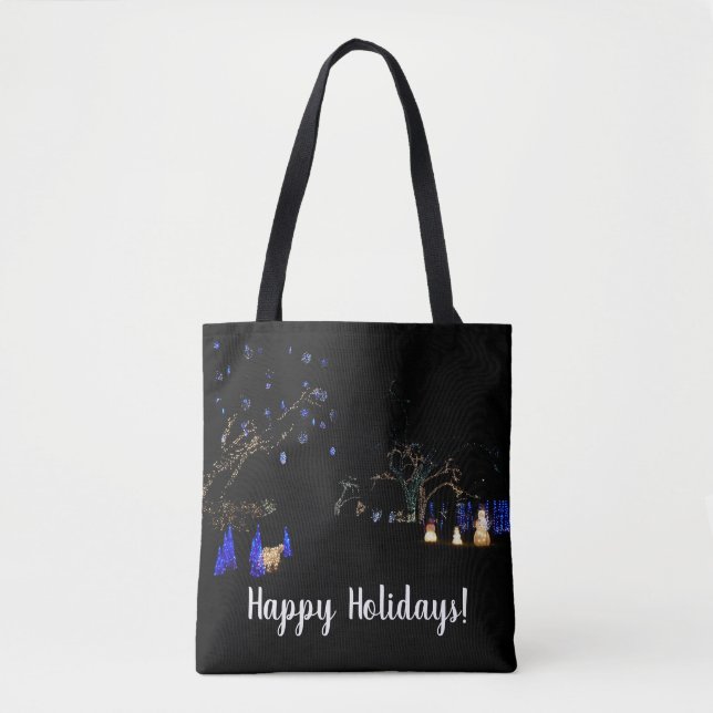 Winter Wonderland Lights Blau und Weiß Urlaub Tasche (Vorderseite)