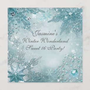 Winter Wonderland Magique Snowflakes Invitation