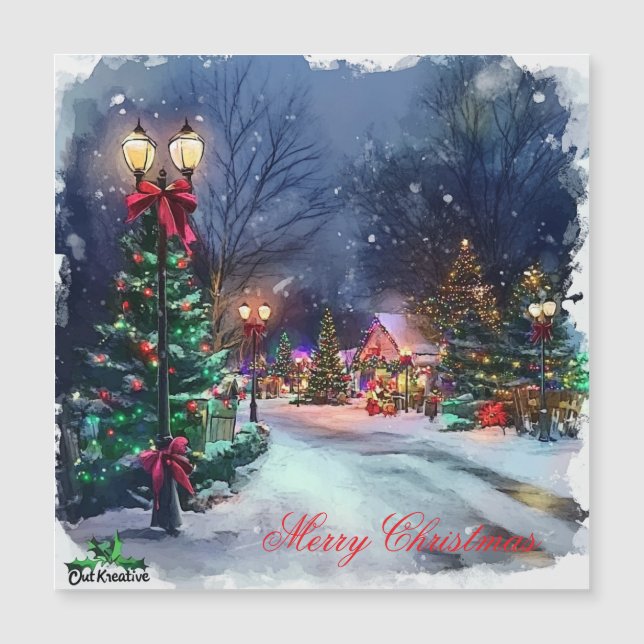 Winter Wonderland Magnetic Christmas Card Magnetkarte (Vorderseite)