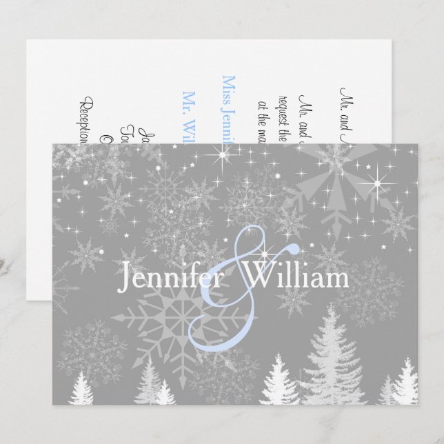 Winter Wonderland Mariage, Elegant Invitation (Devant / Derrière)