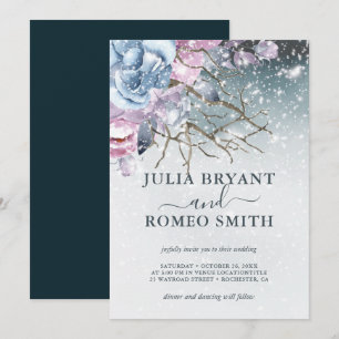 Winter Wonderland Mariage Floral neige Invitation