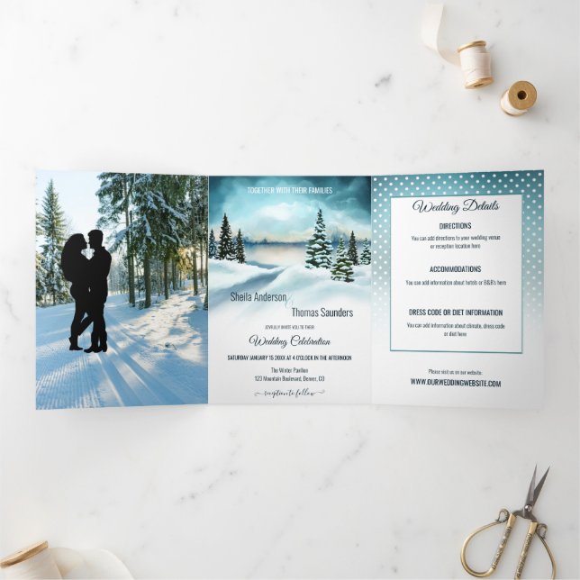 Winter Wonderland Mariage Photo Invitation (Intérieur)
