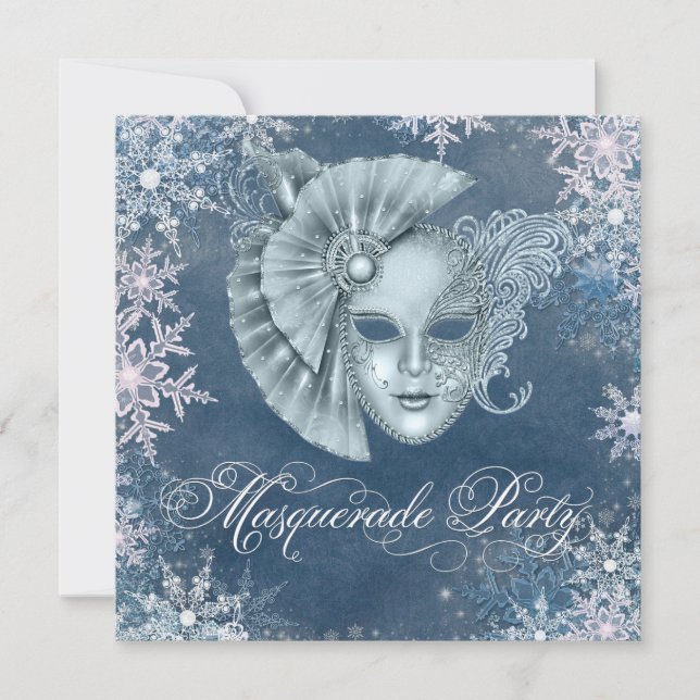 Winter Wonderland Masquerade Party Einladungen (Vorderseite)