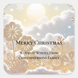Winter Wonderland Merry Christmas Quadratischer Aufkleber