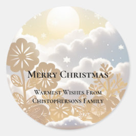 Winter Wonderland Merry Christmas Runder Aufkleber