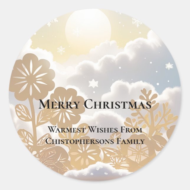 Winter Wonderland Merry Christmas Runder Aufkleber (Vorderseite)