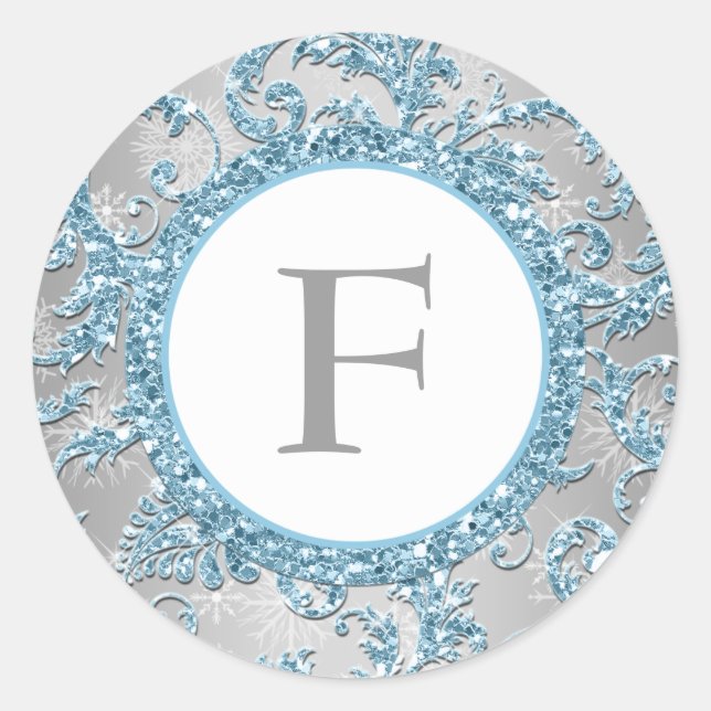 Winter Wonderland Mit Monogramm Wedding Sticker (Vorderseite)