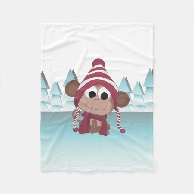 Winter Wonderland Monkey Fleecedecke (Vorderseite)