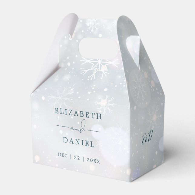 Winter Wonderland Monogram Snow Wedding Geschenkschachtel (Vorderseite)