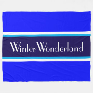WINTER WONDERLAND Navy Himmel Königlich Blau Strei Fleecedecke