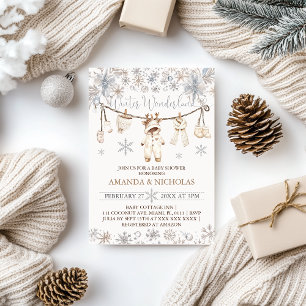 Winter Wonderland Neutrale Baby-Party Wäscheleine Einladung