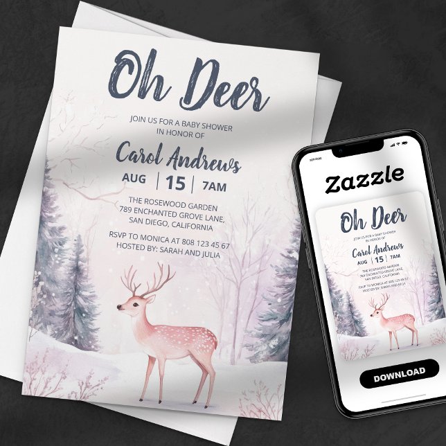 Winter Wonderland Oh Deer Baby Dusche Einladung (Von Creator hochgeladen)