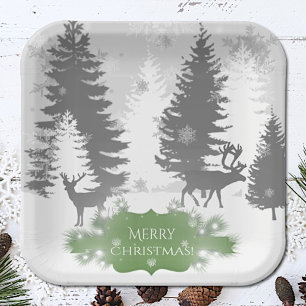 Winter Wonderland Paper Plate - Green Pappteller