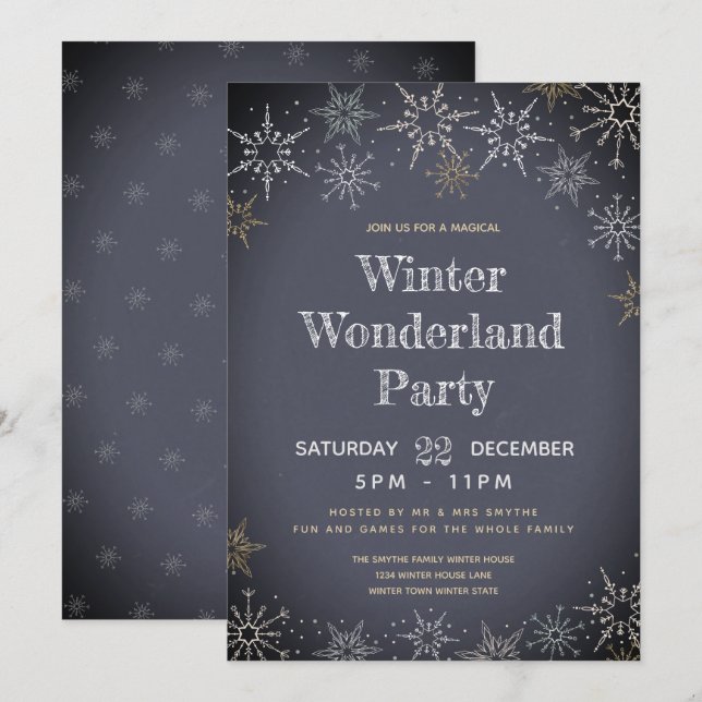 Winter Wonderland Party Einladung (Vorne/Hinten)