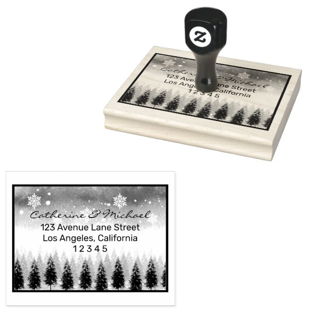Winter Wonderland Pine Forest Weihnachtsfeier Gummistempel (Stempel)