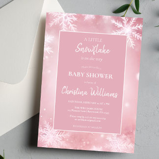 Winter Wonderland Pink Baby Dusche Einladung