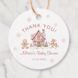 Winter Wonderland Pink Baby Shower Thank You Geschenkanhänger