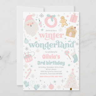 Winter Wonderland Pink Weihnachtsfeier Einladung
