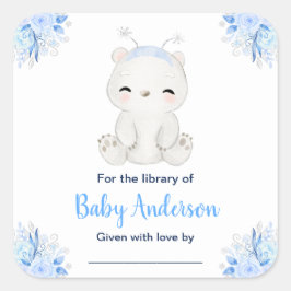 Winter Wonderland Polar Bear Baby Dusche Buchzeich Quadratischer Aufkleber