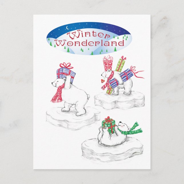 Winter Wonderland Polar Bears Postkarte (Vorderseite)